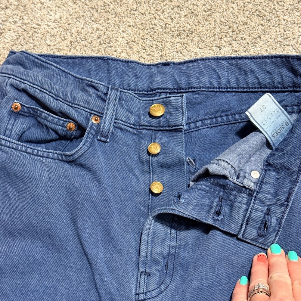 B Sides Women Jeans Wide Leg Button Fly Front Seam 27 Indigo Blue Cotton USA - Picture 2 of 12